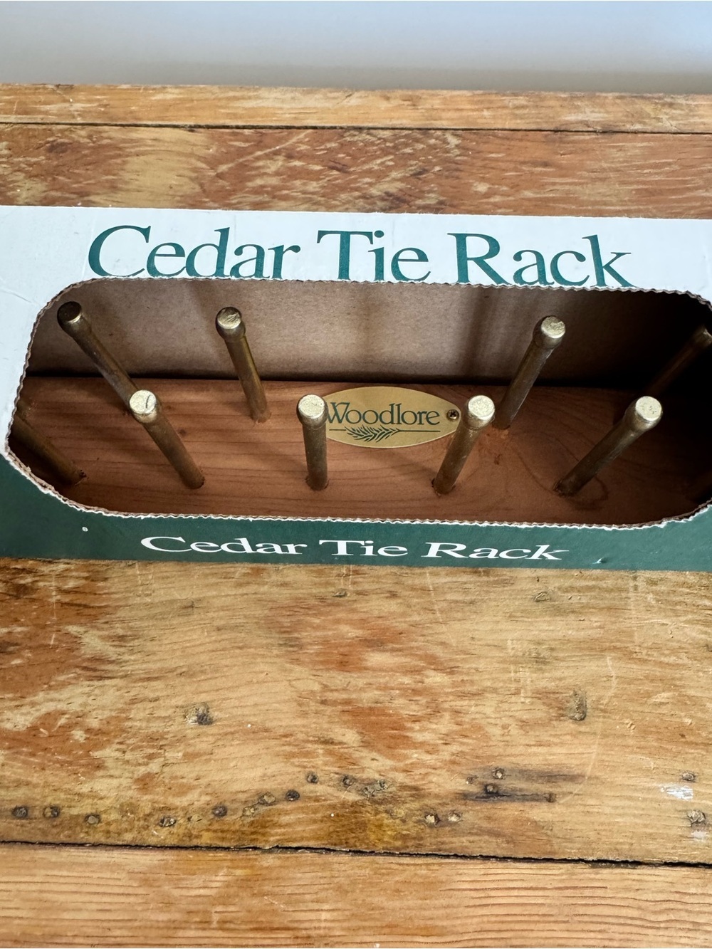 Vintage Cedar wall rack necklace, or Thai organizer with brass screws and hooks